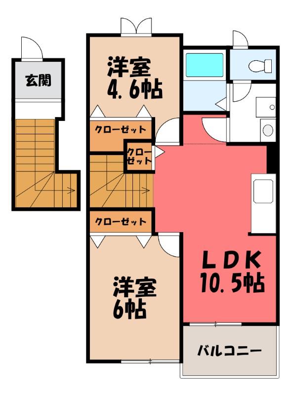 プチレジデンスディーヴァB(2LDK/2階)の間取り写真