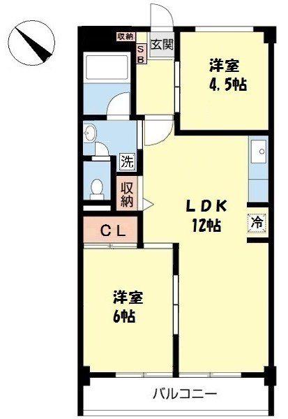 氷川台サンハイツ(2LDK/1階)の間取り写真