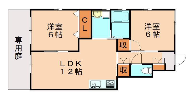 さなえ館II(2LDK/2階)の間取り写真