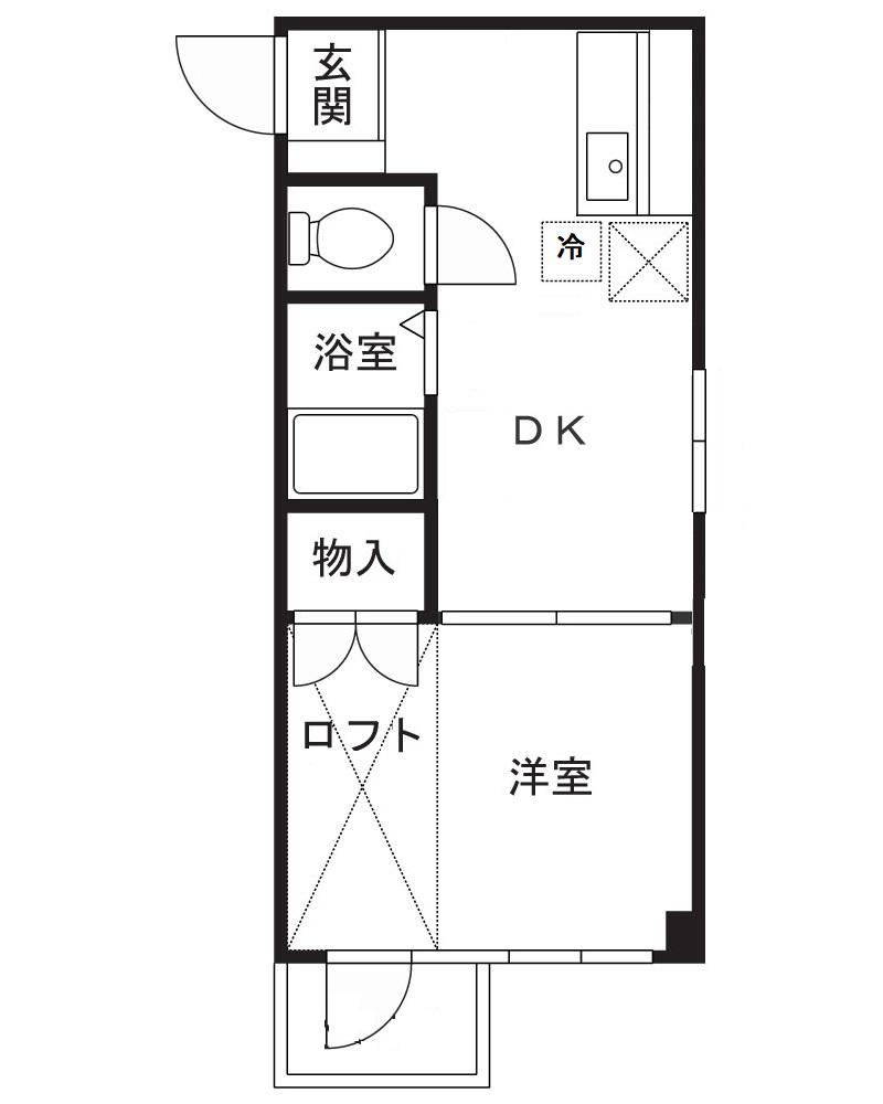 フローリエ細山I(1DK/1階)の間取り写真