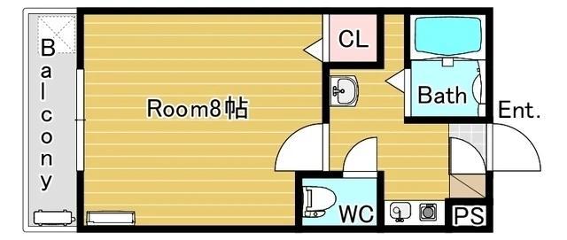 メゾンサイプレスII(1K/2階)の間取り写真