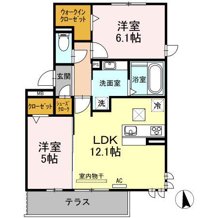 ラルジュ高峯A棟(2LDK/3階)の間取り写真