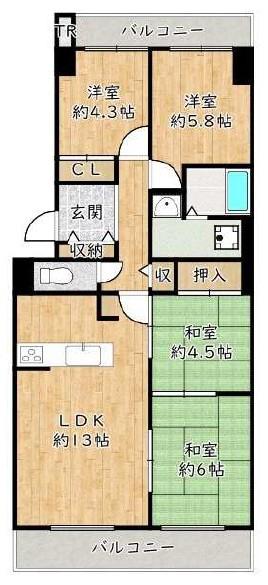 藤和さやまハイタウンD棟(4LDK/4階)の間取り写真