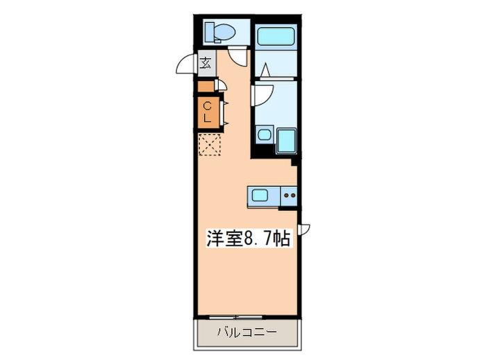 クレサンべール世田谷(ワンルーム/2階)の間取り写真