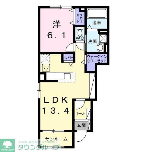 レスポワール B(1LDK/1階)の間取り写真