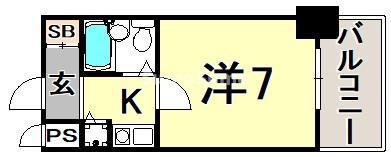 ペイサージュサンコー(1K/11階)の間取り写真