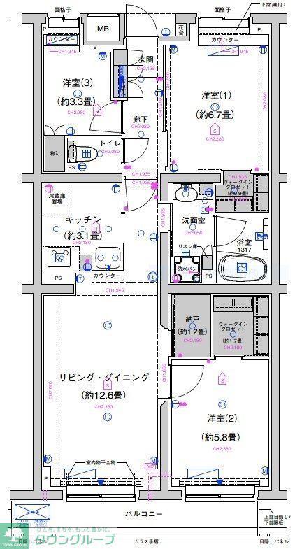 サステナブランシェ本行徳(3LDK/4階)の間取り写真