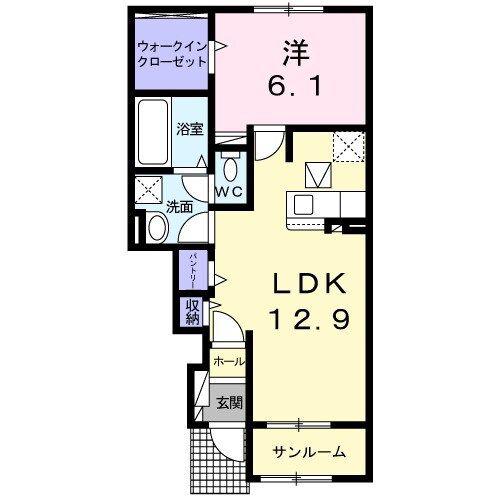 グラン ベルデ(1LDK/1階)の間取り写真