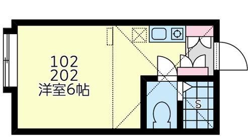 ユナイト弘明寺ジャンパオロ(ワンルーム/2階)の間取り写真