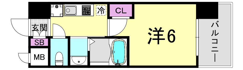 エステムコート中之島GATEII(1K/12階)の間取り写真