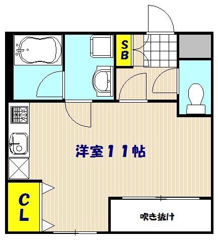川口ヒルズC(ワンルーム/2階)の間取り写真