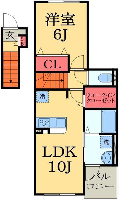 ヴィラヴェント・S.H(1LDK/2階)の間取り写真