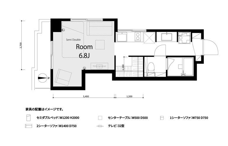 リレント新宿(ワンルーム/12階)の間取り写真