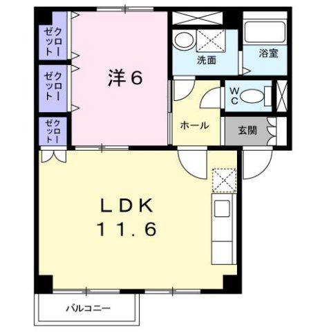 グリーンパレスI(1LDK/2階)の間取り写真