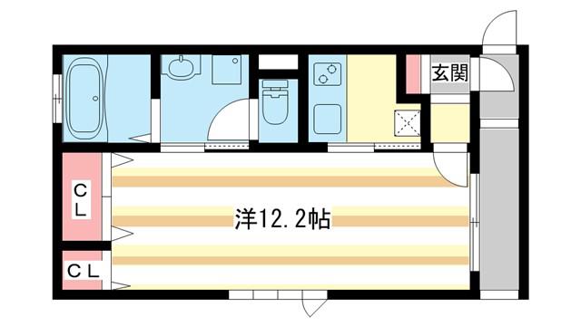 CUBE(ワンルーム/3階)の間取り写真