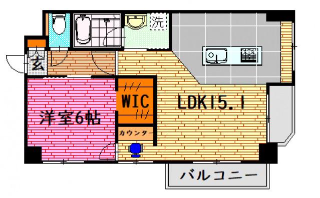 ノーブル原(1LDK/4階)の間取り写真