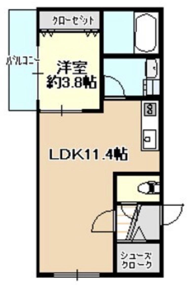 HALU豊中(1LDK/3階)の間取り写真