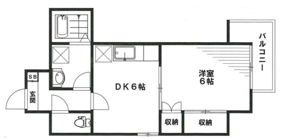 デルフィス梅ヶ丘(1DK/2階)の間取り写真
