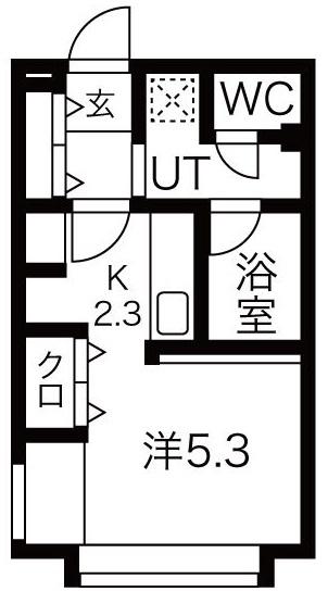 ピュア東彩館VI(1K/5階)の間取り写真