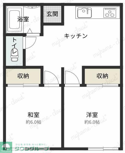 ビューパレーせしも(2DK/2階)の間取り写真
