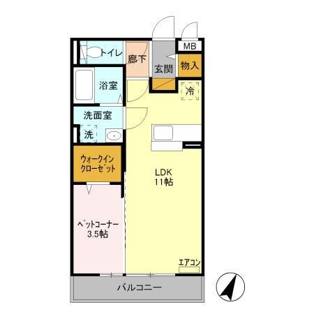 HALM B(1LDK/3階)の間取り写真