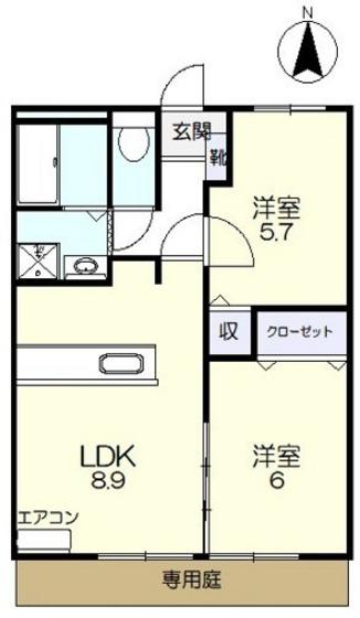 コーラル ミナン(2LDK/1階)の間取り写真