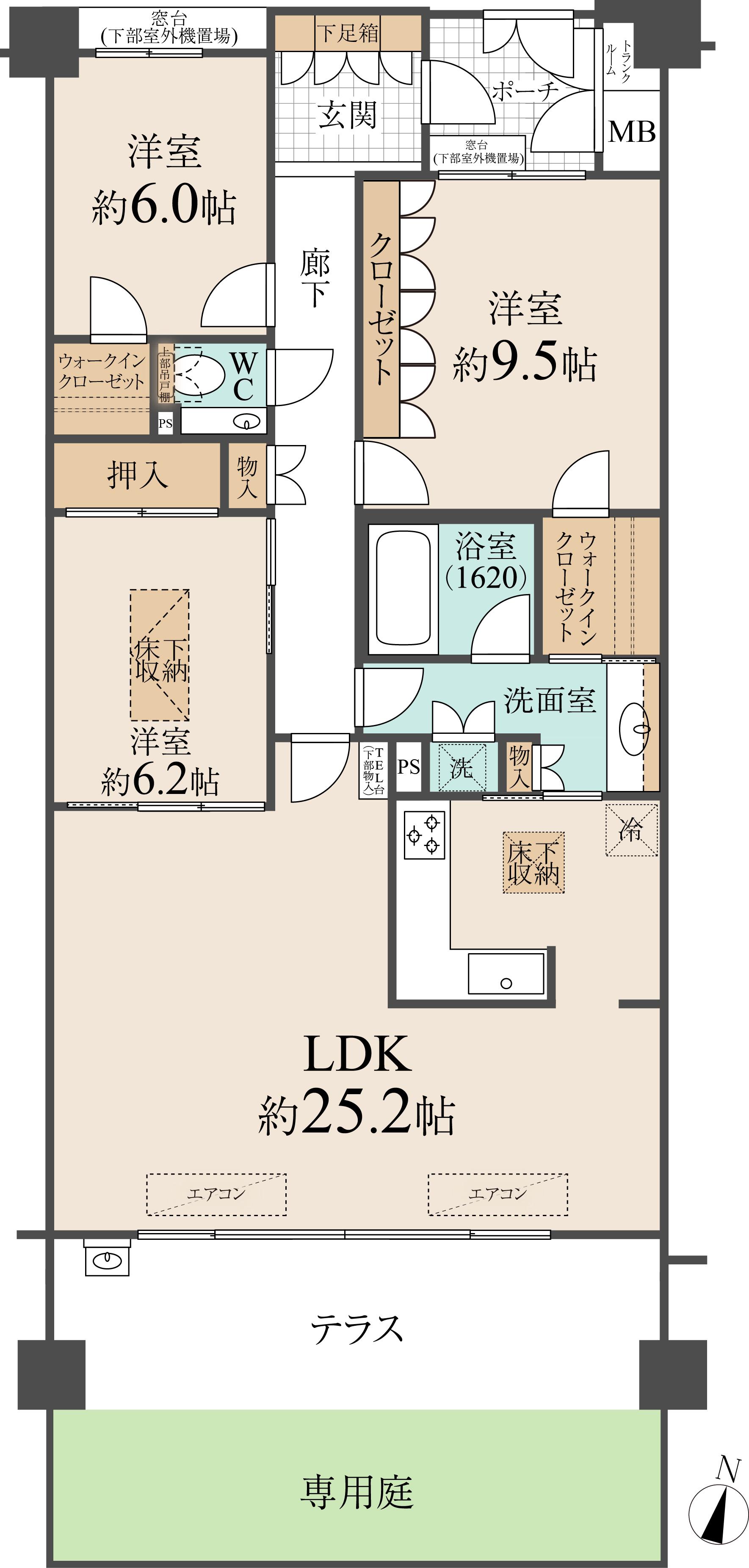 ジオグランデ岡本(3LDK/1階)の間取り写真