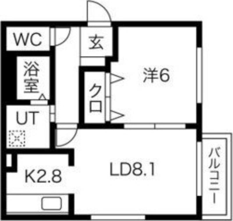 ハイローゼ学園前(1LDK/4階)の間取り写真