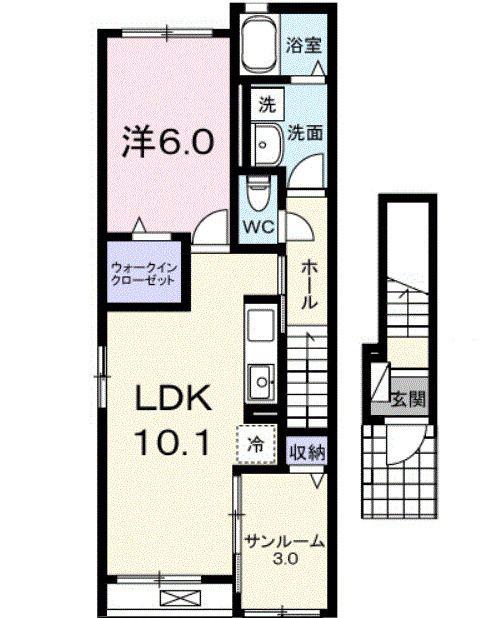 楠木1丁目アパート(1LDK/2階)の間取り写真