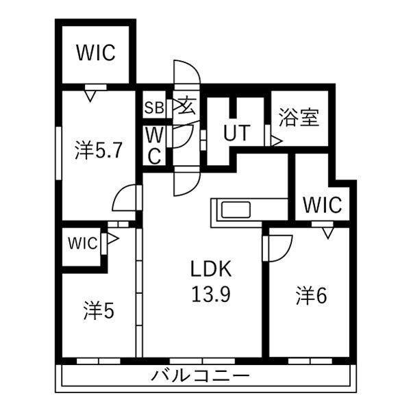ALIVIS宮の森(3LDK/2階)の間取り写真