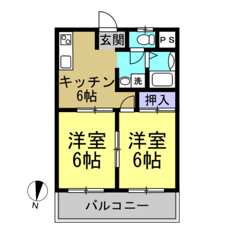 メーホーハイム(2DK/2階)の間取り写真