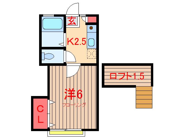 カーサ カルム(1K/2階)の間取り写真