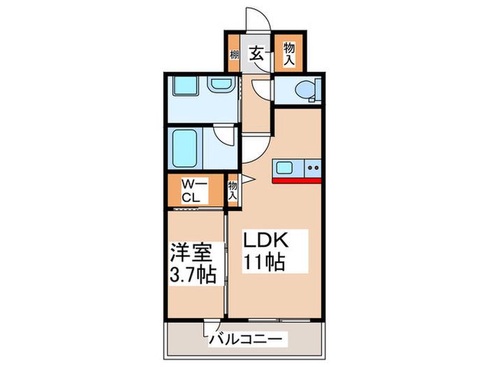 TEAL RESIDENCE BAY(1LDK/8階)の間取り写真