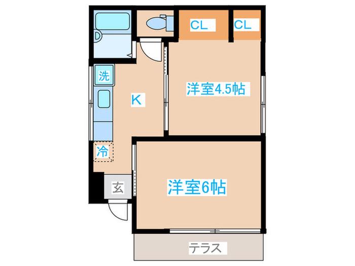 アステール双葉(2K/1階)の間取り写真