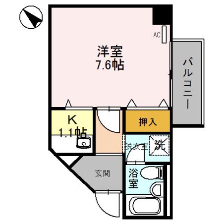 ナヴィール箕面(1K/2階)の間取り写真
