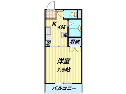 ラハイナハイツIII(1K/2階)の間取り写真