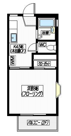 江ノ島ラッフルズ(1DK/2階)の間取り写真