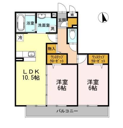 ヴェールテラス(2LDK/2階)の間取り写真