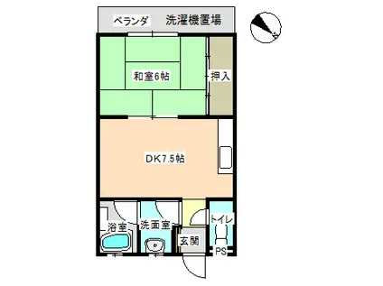 辰岡マンション(1DK/1階)の間取り写真