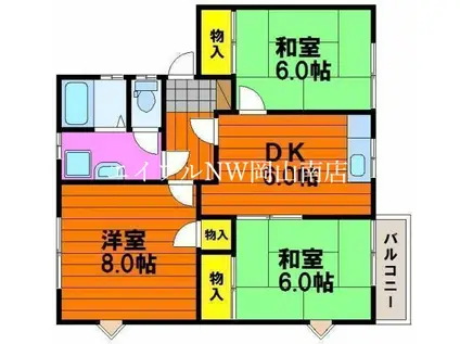清水コーポG(3DK/2階)の間取り写真