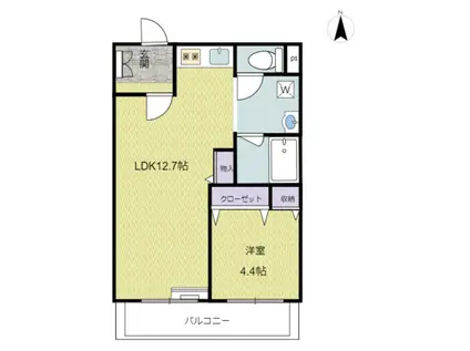 ヴィ・エレガント(1LDK/2階)の間取り写真