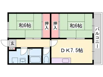 メゾン・ド・ヴェルジェ(2DK/2階)の間取り写真