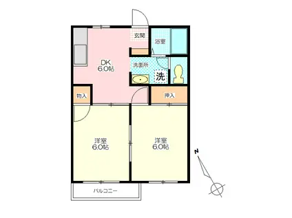 アゼリア芦山(2DK/1階)の間取り写真