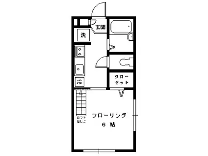 クレッシェンドS(1K/1階)の間取り写真