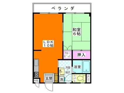 ミツワハイツ(1LDK/1階)の間取り写真