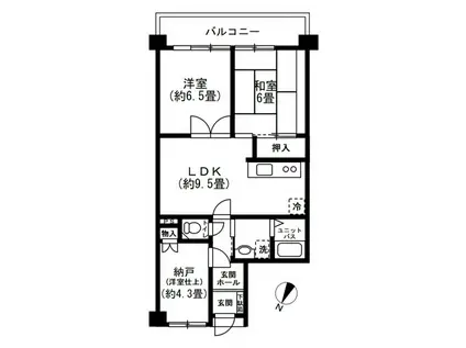 方南町ローヤルコーポ(3LDK/1階)の間取り写真