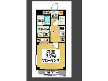 ファミーユ菊野台(1K/2階)の間取り写真