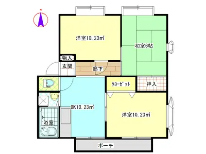 ファーストウイング1号棟(3LDK/1階)の間取り写真