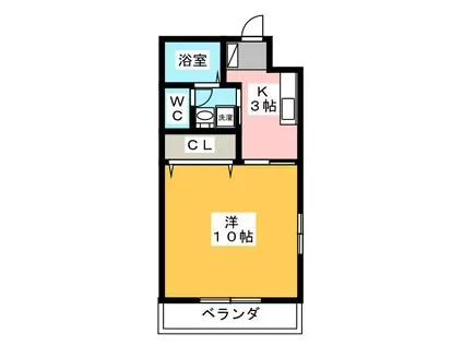 静岡県浜松市中央区 3階建 築20年(1K/2階)の間取り写真
