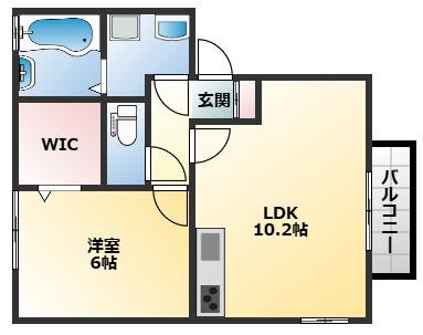 第6ウエスタンハイツ(1LDK/2階)の間取り写真